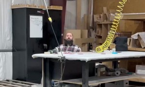 Man Draws Face Beneath Beard