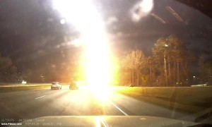 Dashcam Captures Lightning Strike Directly in Front of Vehicle