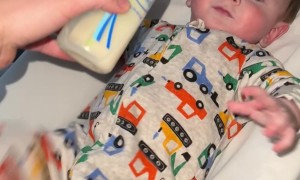 Baby Kicks With Excitement When He Sees Bottle
