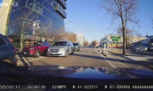 Electric Scooter Swerves Into Traffic