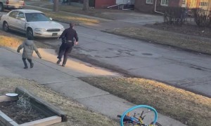 Police Officers Race Neighborhood Children