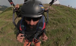 Tandem Paraglider Base Jump