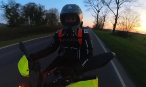 Motorcycle Rider Has Close Call With Pheasant