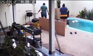 Handyman's Stumble Causes Swimming Pool Chaos