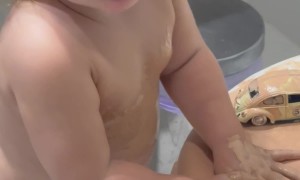 Baby Covers Toilet In Makeup Foundation
