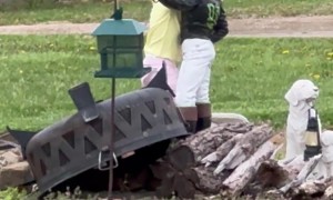 Girl Refuses to Leave Lawn Ornament as Tornado Approaches