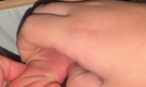 Baby Has Iron Grip On Own Hair