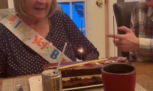 Grandma Tries to Blow Out Sparkler Candles