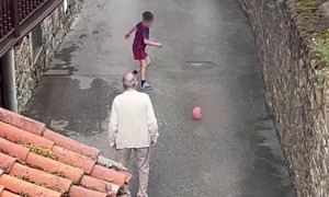 Grandfather and Grandson Play Together