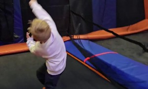 Son Fails Trampoline Basketball Slam Dunk