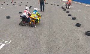 Kids on Motorbikes Fall in Sync