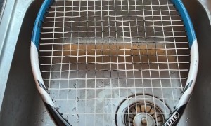 Tennis Racket Becomes Impromptu Pasta Strainer