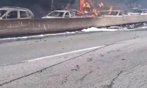 Multiple Cars Burn During Massive Highway Accident In Brazil