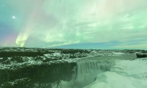 Auroras Dance Over Iceland’s Most Powerful Waterfall