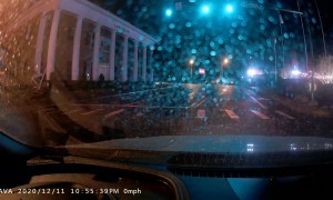 Cars Nearly Collide at Intersection Red light