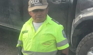 Policeman Has a Serious Stare