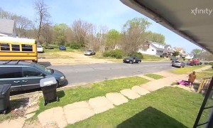 School Bus Side Swipes Stopped Car