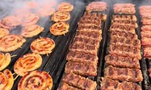Meat Grilled On BMW Barbecue