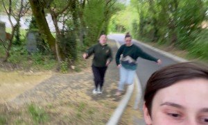 Woman Pushed And Hits Street Sign During Friendly Race