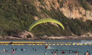 Paramotorists Fly Into Water