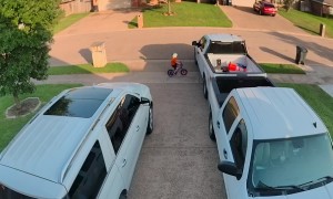 Kid Bikes Into Driveway Car