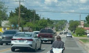 Wheelchair User Slows Traffic