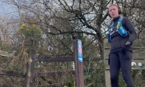 Runner Accidently Breaks Trail Marker Post