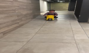 Boy Rides Motorcycle into Doorway