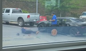 Stumbling Man Dropped During Car Confrontation
