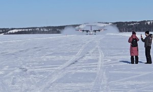 Plane Takeoff on Icy Runway