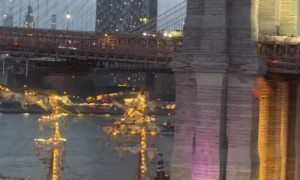 Ship Mast Collides With Brooklyn Bridge