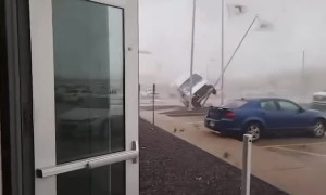 My Dads Van in the Tornado Today