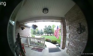 Patriotic Delivery Driver Fixes Tangled Flag