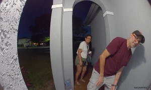 Frog Launches Itself at Man