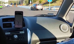 Burning Car on Highway