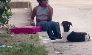 Innocent Friends Share Ice Cream