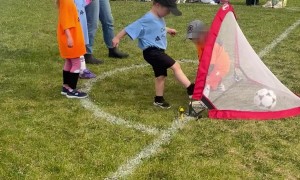 Toddler Goalie's Reaction Slightly Delayed