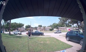 Man Seen on Ring Camera Taking Flowers From the Front Porch