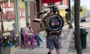 One Man Band Marches Through Petoskey, Michigan