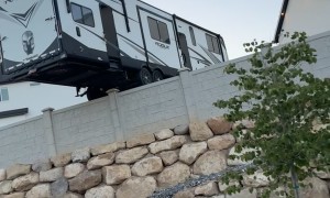 RV Hangs Off Edge of Property