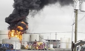 Lightning Strike Sparks Storage Tank Fire