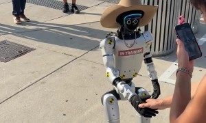 Friendly Robot Says Hello to the Locals