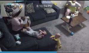 Dad Reflexes Throw Pillow Under Tipping Baby