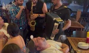 Saxophone Note Doesn't Wake Sleeping Man