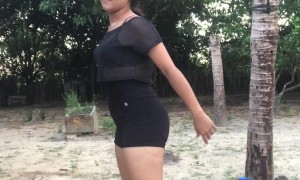 Daughter Imitates Mom Doing Squats