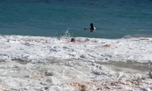 Man Gets Twice Slammed By Ocean Waves