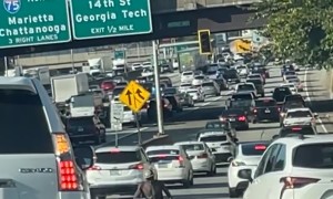 Man in a Wheelchair Merges With Traffic in Atlanta