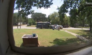 Security Camera Catches Head-On Collision With Amazon Vehicle