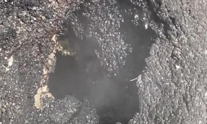 NYC Pothole Emits Steam Like a volcano