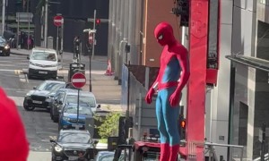 Kiddo Watching Spiderman on Set in Glasgow